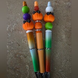 Colorful Pumpkin Halloween Beaded Pens Includes Ink Refill For Each Pen